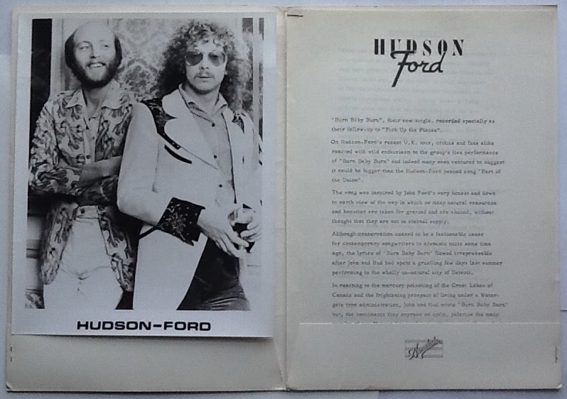 Hudson Ford Burn Baby Burn Promo Publicity Press Release 1974