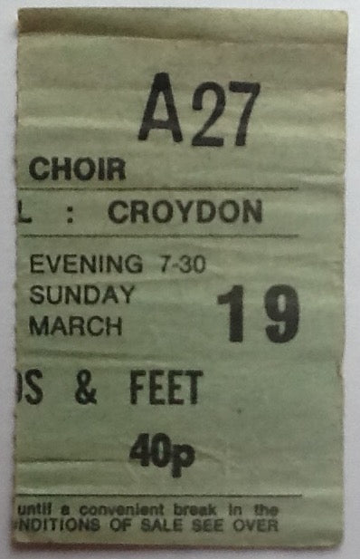 Heads Hands & Feet Original Used Concert Ticket Fairfield Hall Croydon 1972