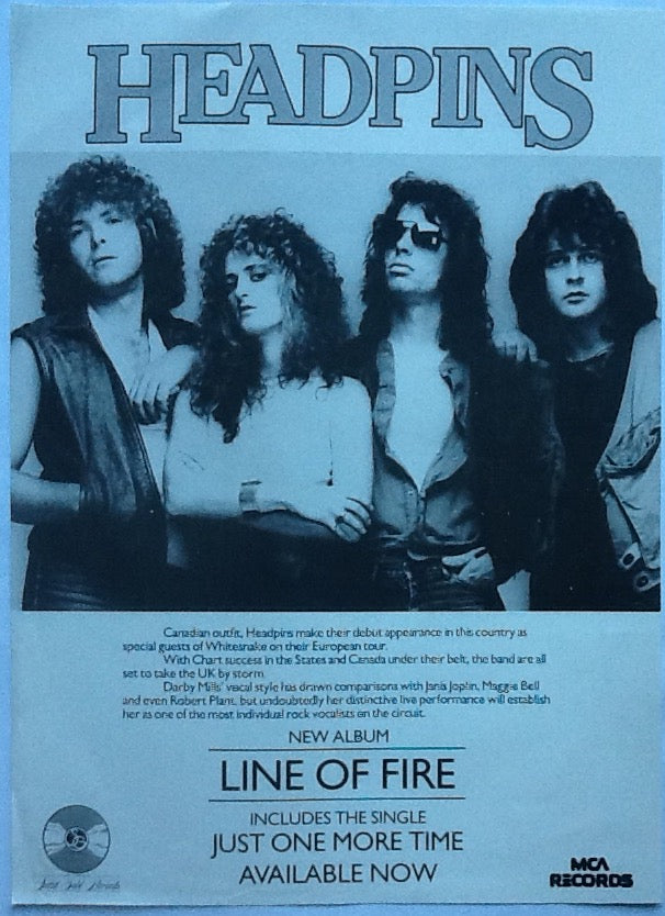 Headpins Line of Fire Original Promo Handbill Flyer 1984