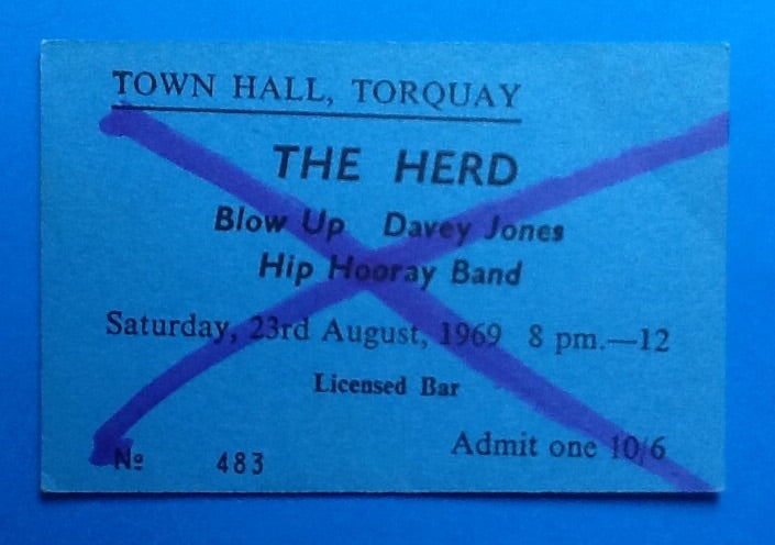 Herd Original Concert Ticket Torquay 1969