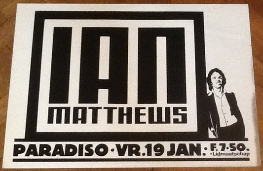 Ian Matthews Original Concert Tour Gig Poster Paradiso Club Amsterdam 1979