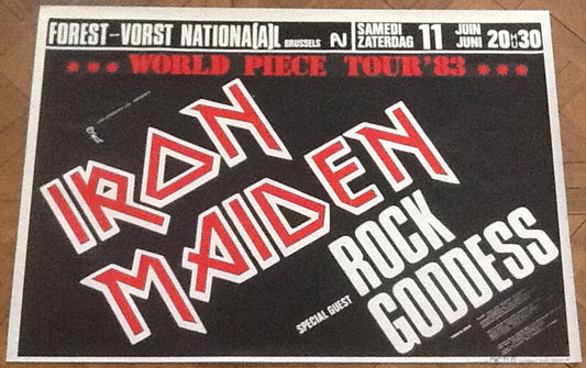 Iron Maiden Original Concert Tour Gig Poster Forest Vorst National Brussels 1983