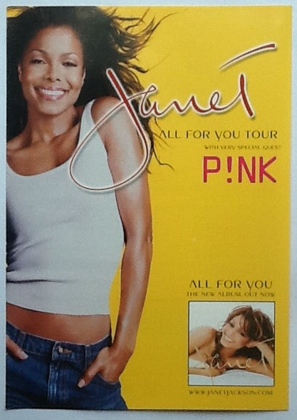 Janet Jackson P!nk Original Concert Handbill Flyer All For You Tour 2001