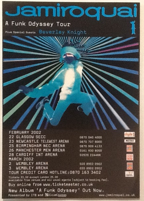 Jamiroquai Original Concert Tour Gig Handbill Flyer Funk Odyssey Tour 2002