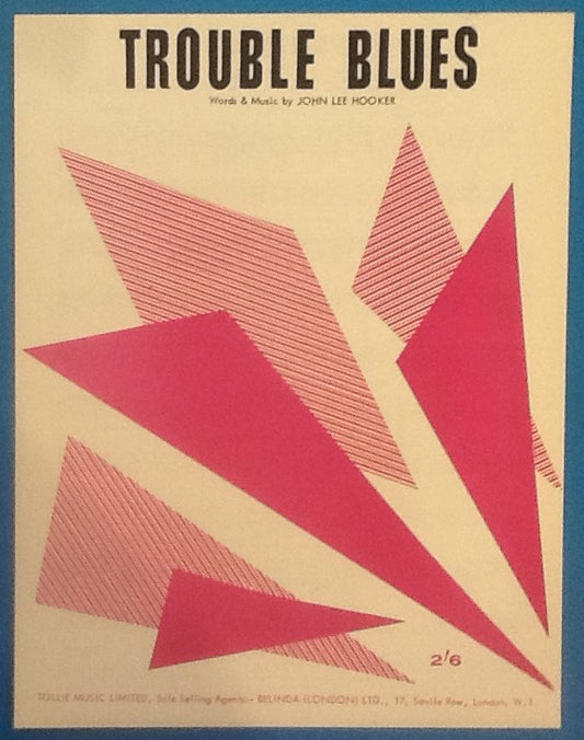 John Lee Hooker Trouble Blues Original Mint Sheet Music 1956