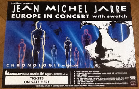 Jean Michel Jarre Original Concert Tour Gig Poster Wembley Stadium London 1993