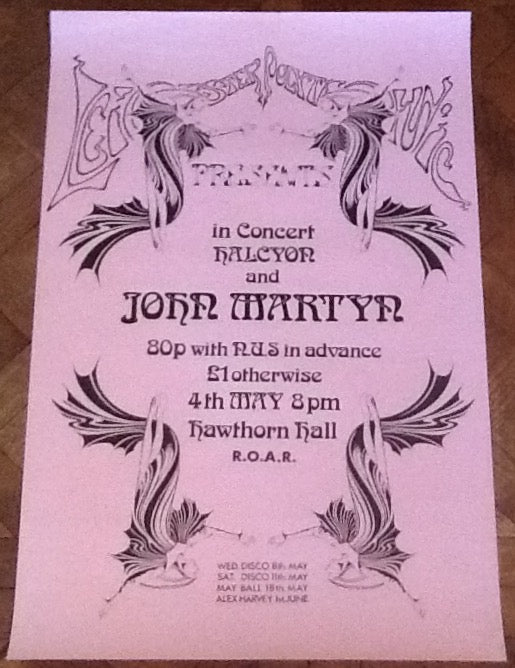 John Martyn Alex Harvey Original Concert Tour Gig Poster Hawthorn Hall Leicester Polytechnic 1974