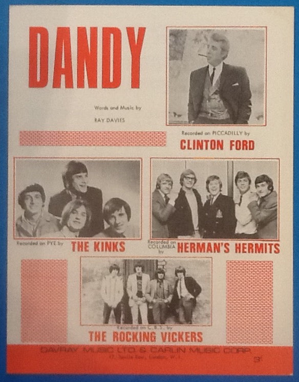 Kinks Clinton Ford Herman's Hermits Rocking Vickers Dandy Original Mint Sheet Music 1966