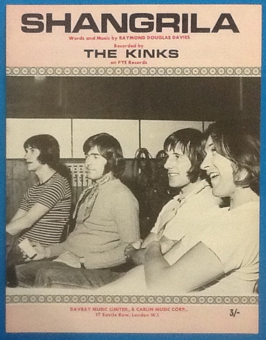 Kinks Shangrila Original Mint Sheet Music 1969