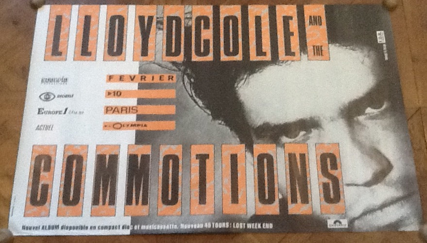 Lloyd Cole & The Commotions Original Concert Tour Gig Poster L’Olympia Bruno Coquatrix Paris 1986