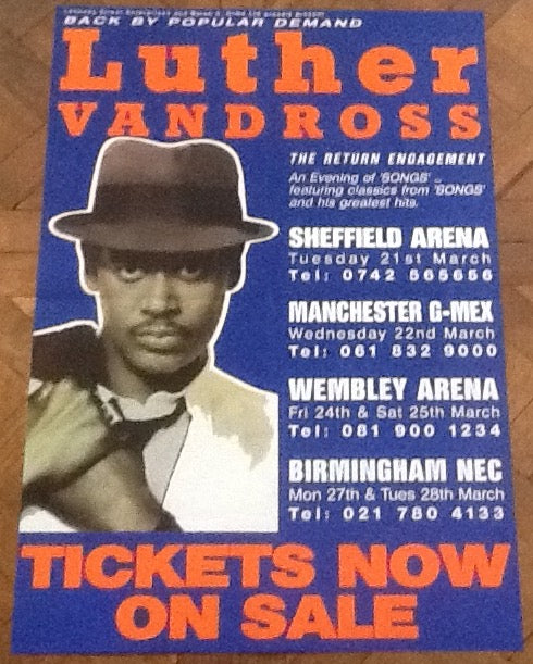 Luther Vandross Original Promo Concert Tour Gig Poster UK Songs Tour 1995