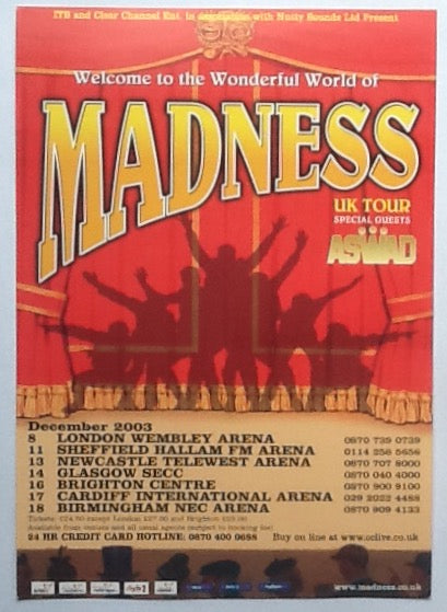Madness Aswad Original Concert Handbill Flyer UK Tour 2003