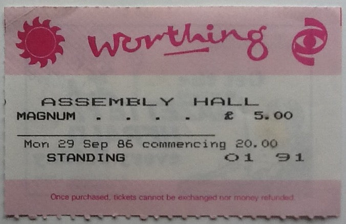 Magnum Original Used Concert Ticket Assembly Hall Worthing 1986
