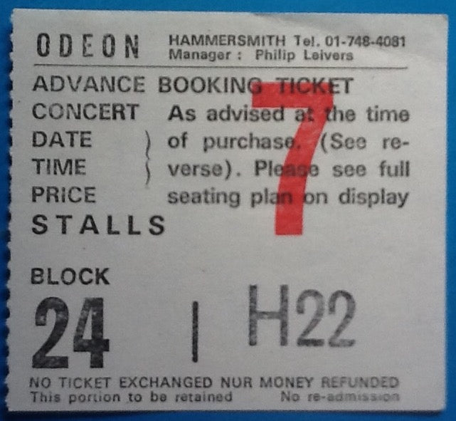 Marillion Original Used Concert Ticket Hammersmith Odeon London 1983