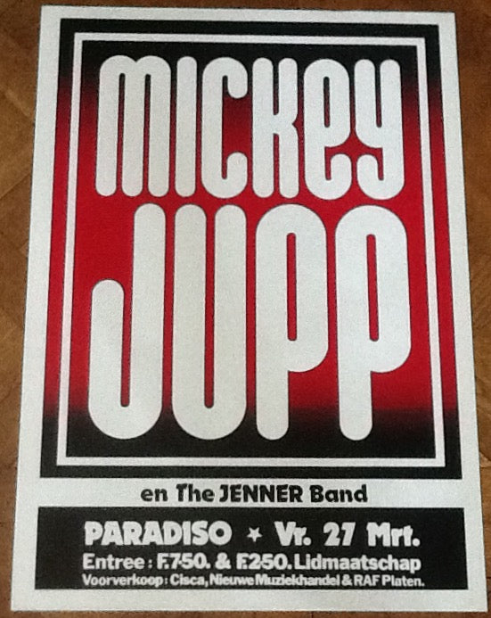 Mickey Jupp Original Concert Tour Gig Poster Paradiso Club Amsterdam 1981