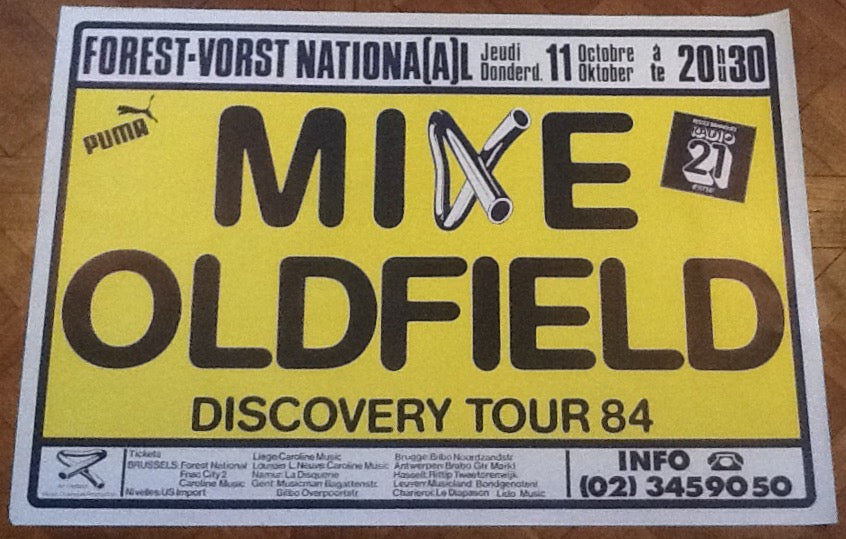 Mike Oldfield Original Concert Tour Gig Poster Forest National Brussels 1984