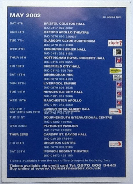 Moody Blues Original Concert Handbill Flyer UK Tour 2002