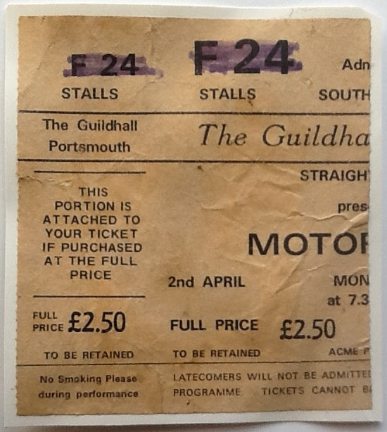 Motorhead Original Used Concert Ticket Guildhall Portsmouth 1979