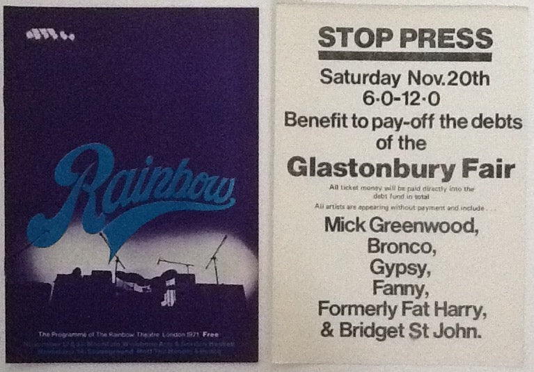 Mott the Hoople Wishbone Ash Original Concert Programme with Flyer Rainbow Theatre London Nov 1971