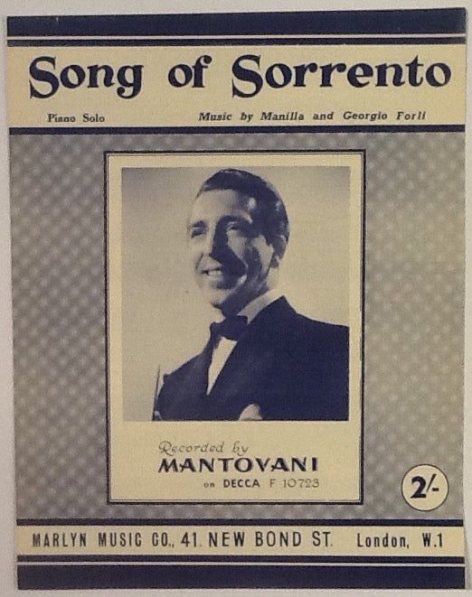 Mantovani Song of Sorrento Original Mint Sheet Music 1956