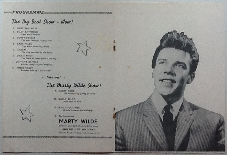 Marty Wilde Vince Eager Original Concert Programme Wellington Pier Pavilion Great Yarmouth 1959