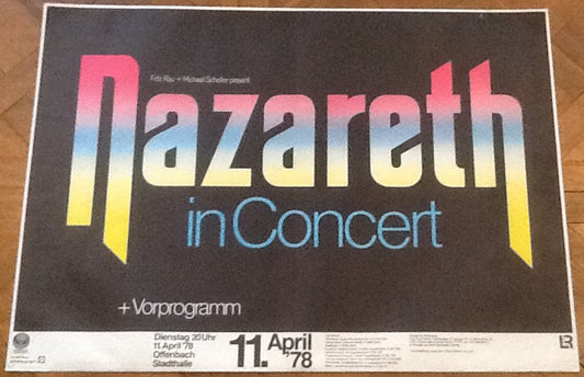 Nazareth Original Concert Tour Gig Poster Stadthalle Offenbach 1978