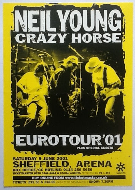 Neil Young & Crazy Horse Original Concert Handbill Flyer Sheffield Arena 2001