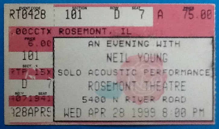 Neil Young Original Used Concert Ticket Rosemont 1999