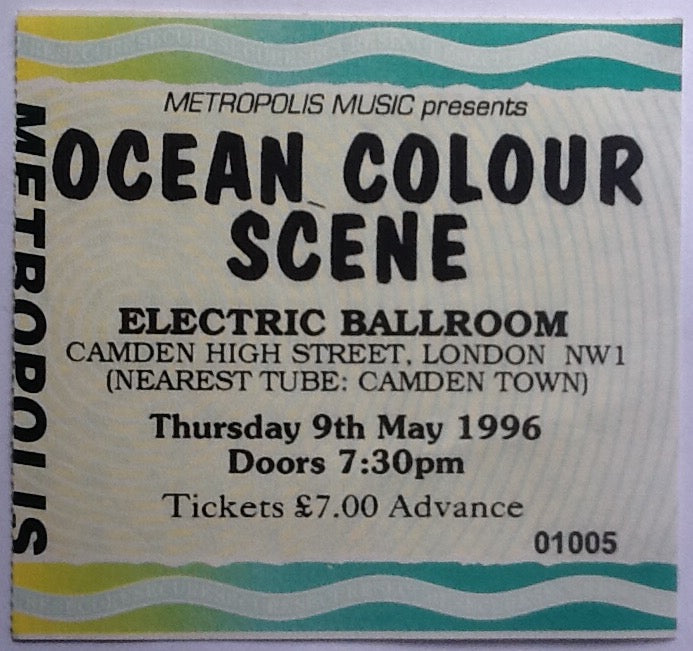 Ocean Colour Scene Original Concert Ticket Electric Ballroom London 1996