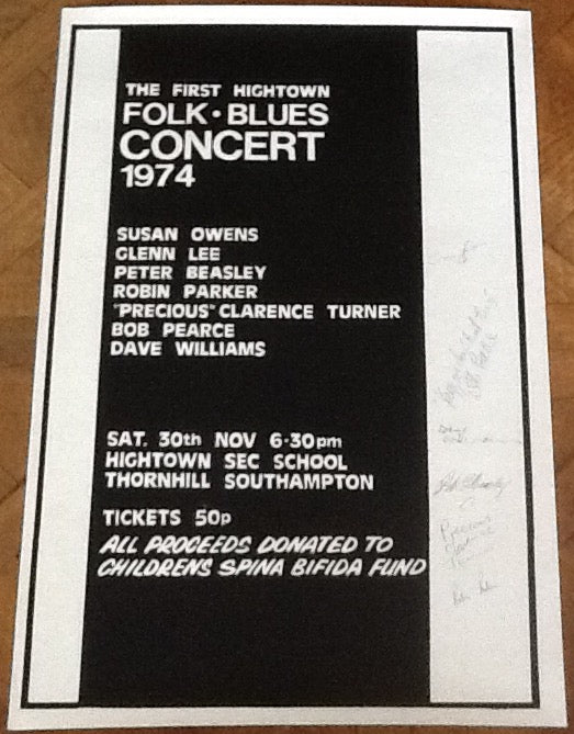 Hightown Folk Blues Signed Concert Gig Poster Southampton 1974