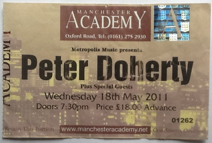 Peter Doherty Original Used Concert Ticket Manchester Academy 2011