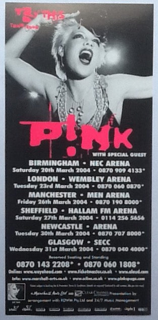 P!nk Pink Original Concert Handbill Flyer Try This Tour 2004