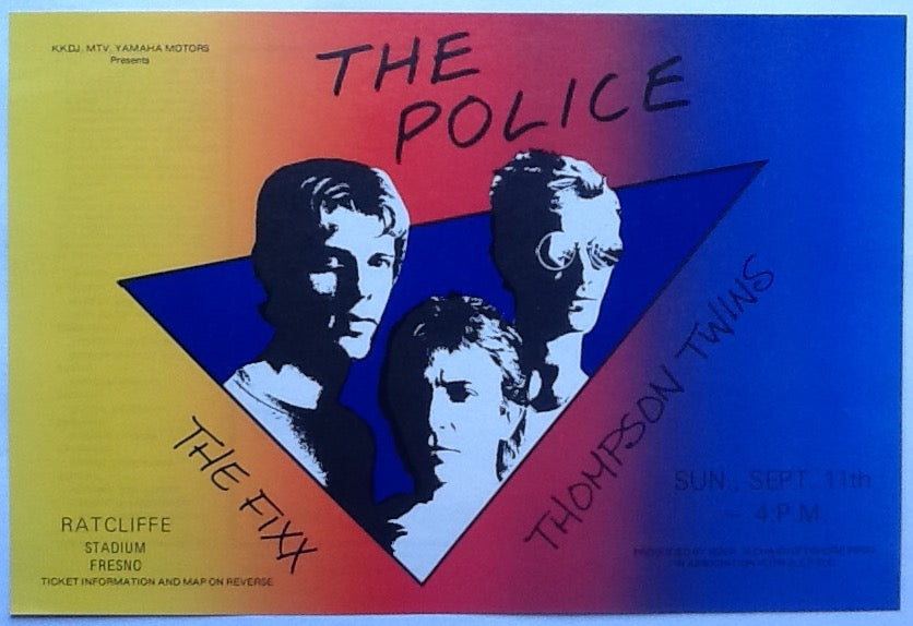 Police Thompson Twins Original Concert Handbill Flyer Radcliffe Stadium Fresno 1983
