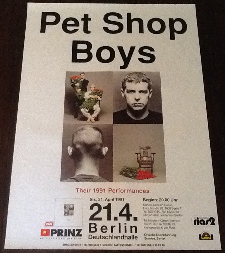 Pet Shop Boys Original Concert Tour Gig Poster Deutschlandhalle Berlin 1991