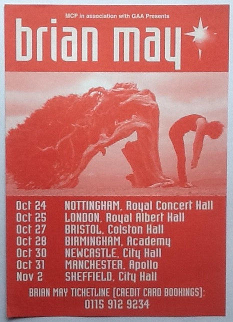 Queen Brian May Original Concert Handbill Flyer Another World Tour 1998