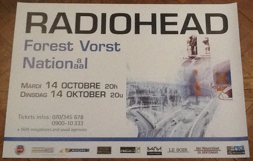 Radiohead Original Concert Tour Gig Poster Forest Vorst National Brussels 1997