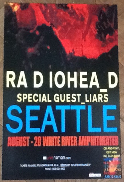 Radiohead Original Concert Tour Gig Poster White River Ampitheater Seattle 2008