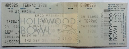 Radiohead Original Unused Concert Ticket Hollywood Bowl Los Angeles 2003