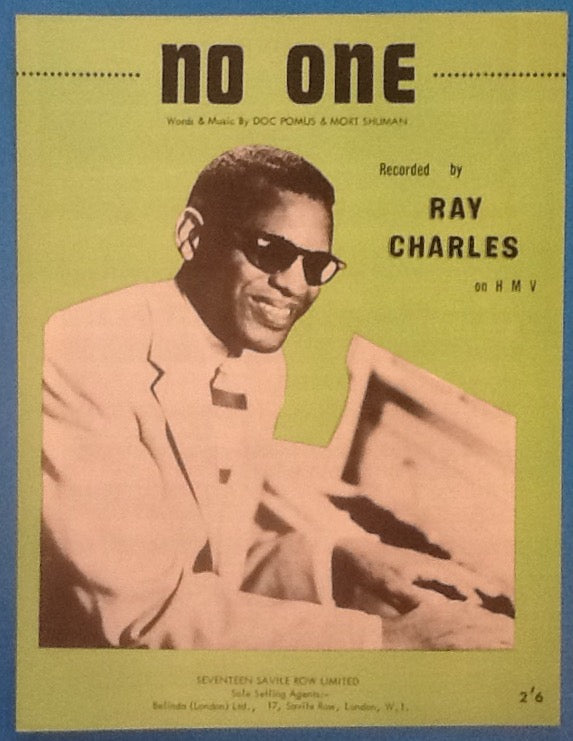 Ray Charles No One Original Mint Sheet Music 1961