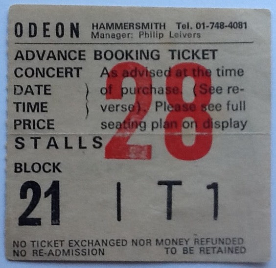 Renaissance Original Used Concert Ticket Hammersmith Odeon London 1978