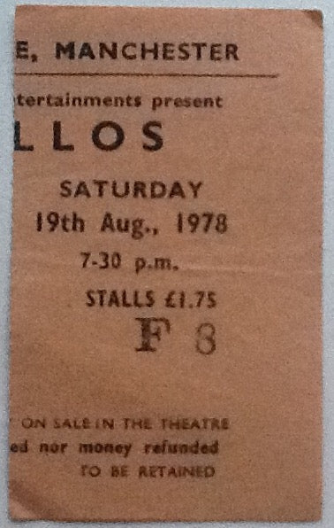 Rezillos The Fall Original Used Concert Ticket Apollo Theatre Manchester 1978