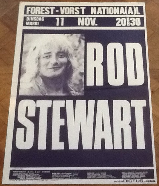 Rod Stewart Original Promo Concert Tour Gig Poster Forest Vorst National Brussels 1980