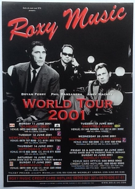Roxy Music Original Concert Handbill Flyer Reunion World Tour 2001