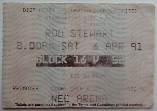 Rod Stewart Original Used Concert Ticket NEC Arena Birmingham 1991