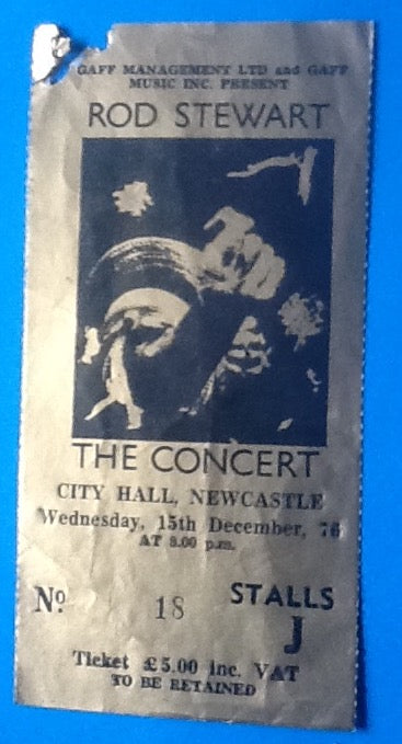 Rod Stewart Original Used Concert Ticket City Hall Newcastle 15th Dec 1976