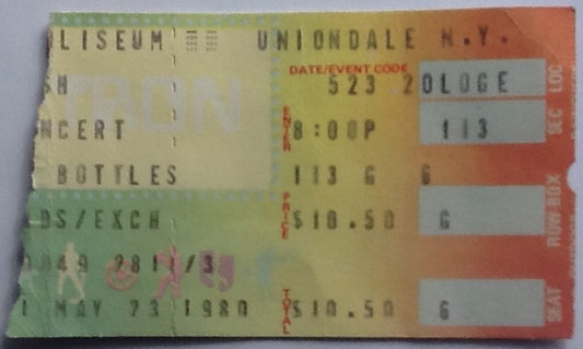 Rush Original Used Concert Ticket Nassau Veterans Memorial Coliseum Uniondale 1980