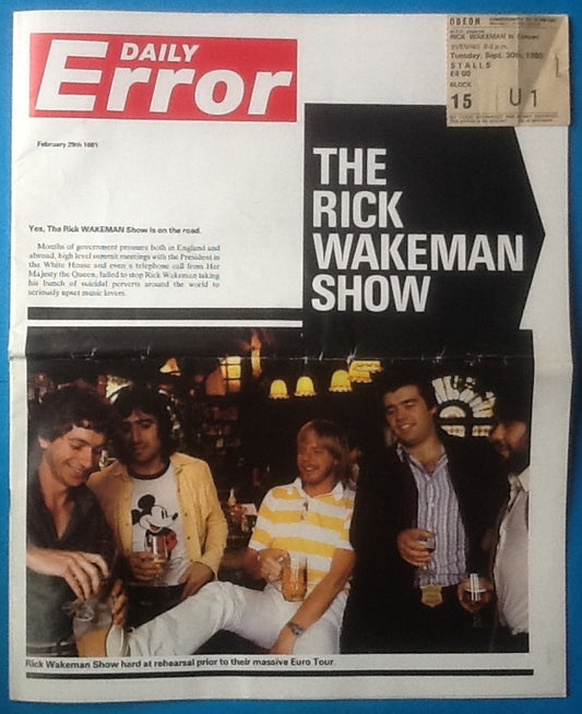 Rick Wakeman Original Concert Programme and Ticket London 1980