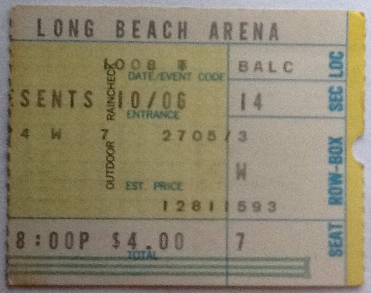 Santana Freddie King Original Used Concert Ticket Long Beach Arena 1972