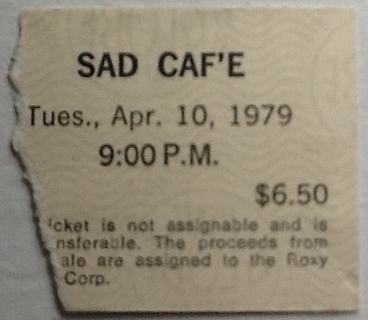Sad Cafe Original Used Concert Ticket Roxy Los Angeles 1979