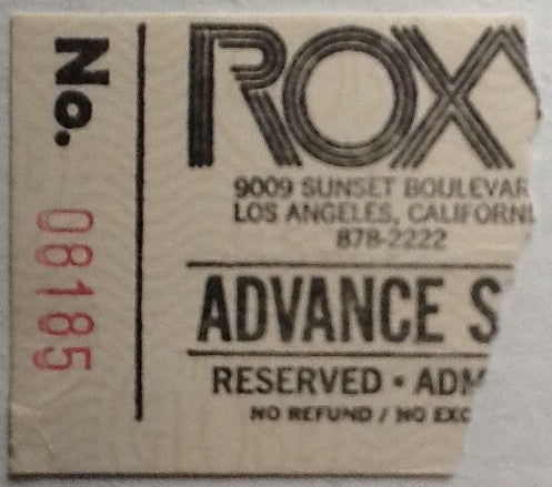 Sad Cafe Original Used Concert Ticket Roxy Los Angeles 1979